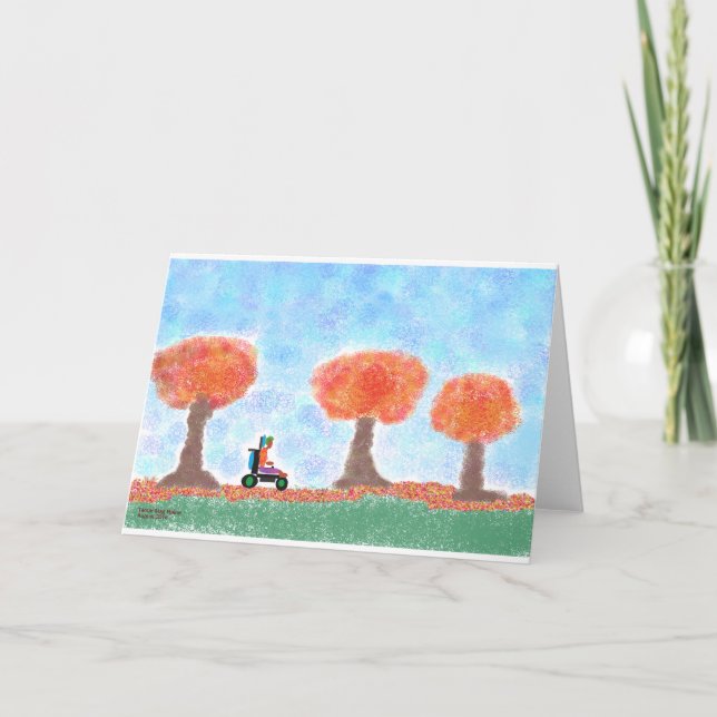 Cooler Typ rollt durch Blätter Karte (Vorderseite)