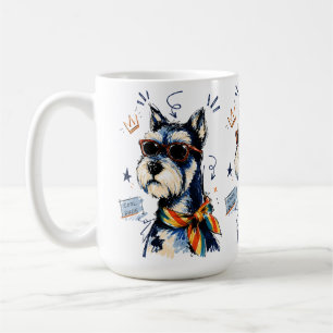 Cooler Typ Schnauzer-Hund mit Sonnenbrille Kaffeetasse