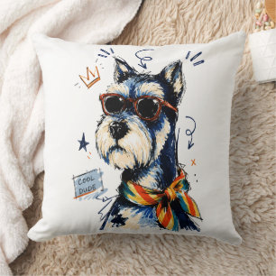 Cooler Typ Schnauzer-Hund mit Sonnenbrille Kissen