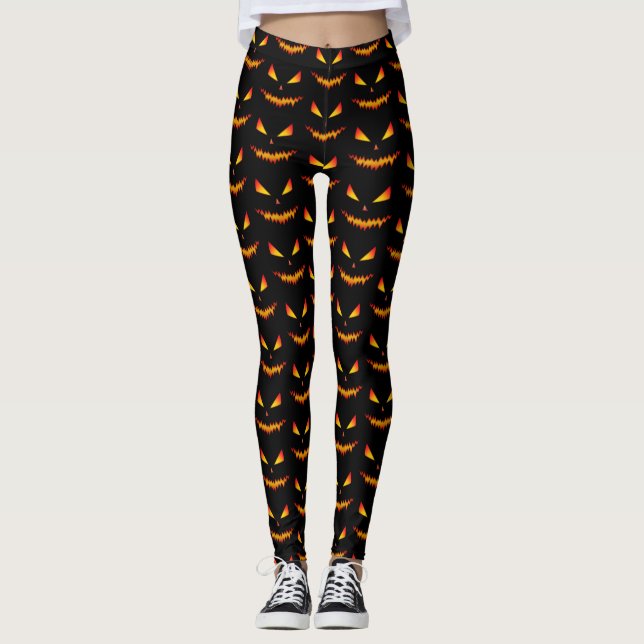 Cooler und beängstigender Jack O'Lantern-Gesichtsr Leggings (Vorderseite)