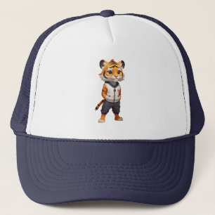 Cooler und bezaubernder Cartoon Tiger Illustration Truckerkappe