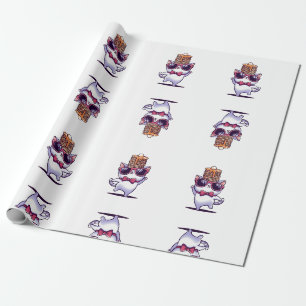 Cooler und lustiger Cat Balancing Pancake Stapel Geschenkpapier