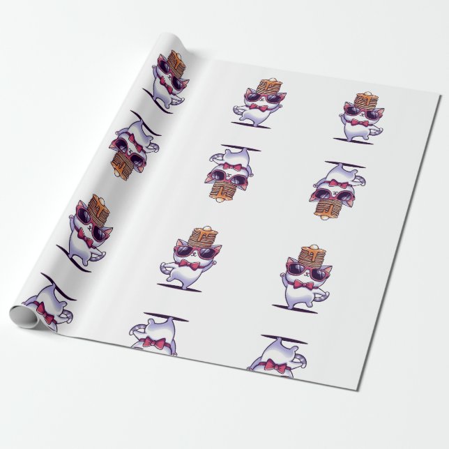 Cooler und lustiger Cat Balancing Pancake Stapel Geschenkpapier (Ungerollt)