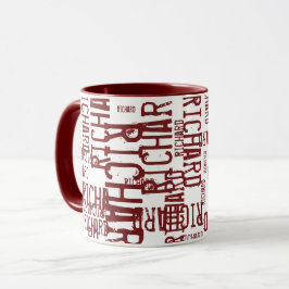 cooler und moderner roter Bordeaux-Name, Typografi Tasse