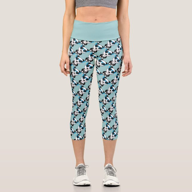 Cooler und niedlicher Panda-Bär mit Sonnenbrillen Capri Leggings (Vorderseite)