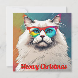 Cooler und trendy Cartoon Meowy Christmas Cat Feiertagskarte