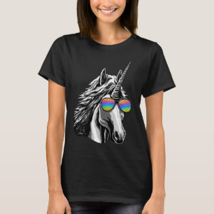 Cooler Unicorn mit Regenbogensonnenbrillen T-Shirt