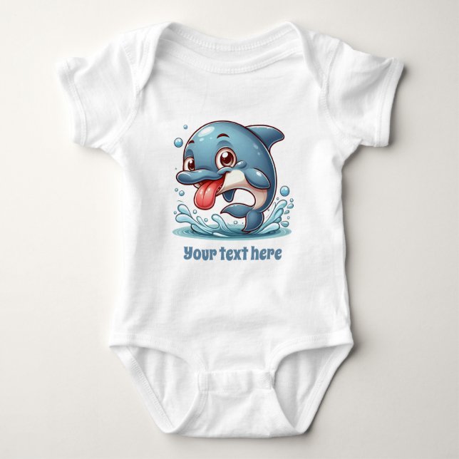 Cooler unisex Strand hinzufügen Text Ozeandolphin Baby Strampler (Vorderseite)