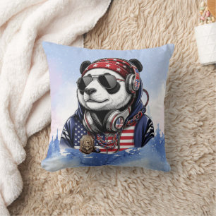 Cooler USA-Panda – Patriotischer roter, weißer und Kissen