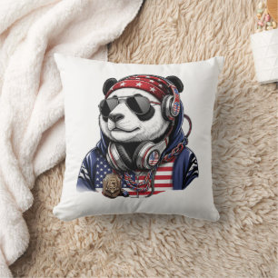 Cooler USA-Panda – Patriotischer roter, weißer und Kissen