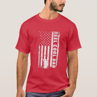 Cooler Vater Angeln Vater 4. Juli USA Flagge T-Shirt
