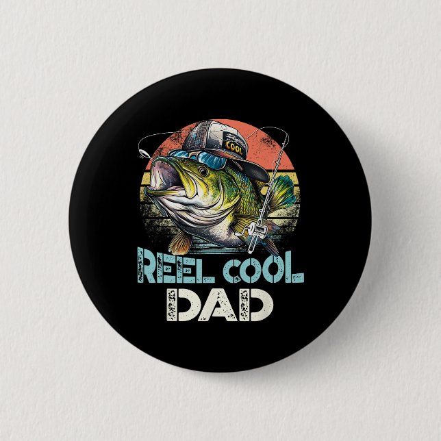 Cooler Vater Angeln Vintag Retro Vatertag Button (Vorderseite)