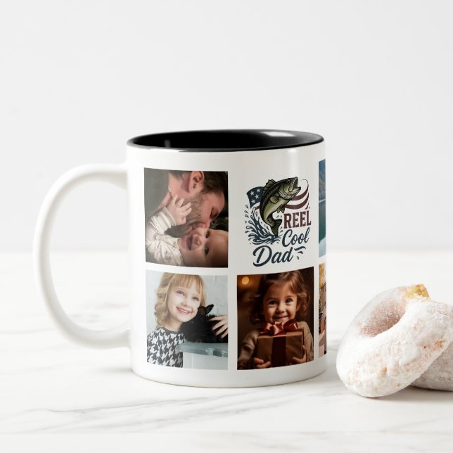 Cooler Vater Benutzerdefiniertes Foto Angeln Tasse (Mit Donut)