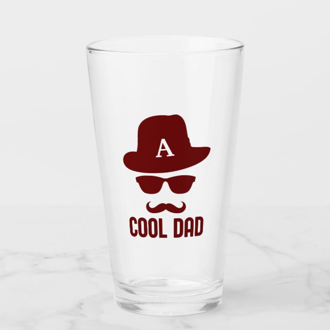 Cooler Vater Bester VATER je cooler Papa mit Monog Glas (Vorderseite)