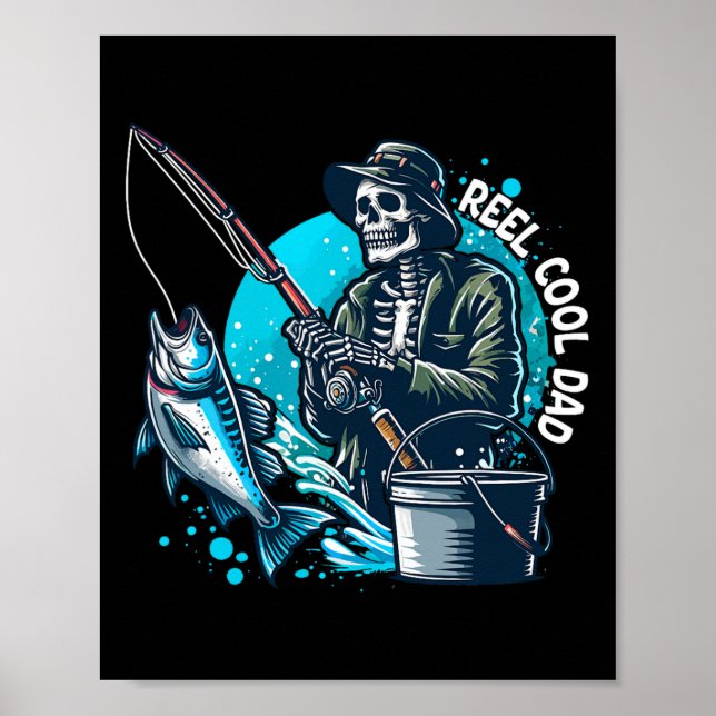 Cooler Vater Funny Skeleton Fishing Vater Vater's Poster (Vorne)