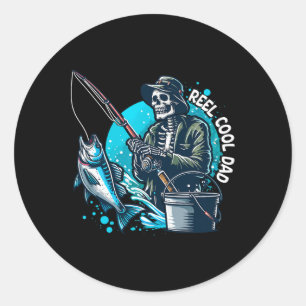 Cooler Vater Funny Skeleton Fishing Vater Vater's Runder Aufkleber