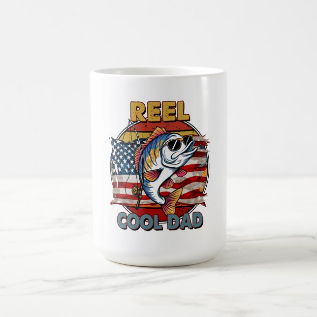 Cooler Vater: Patriotischer Fischspass Kaffeetasse (Mittel)