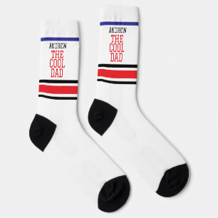 Cooler Vater Personalisiert Red Blue White Socken