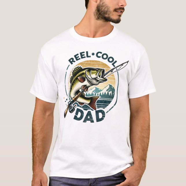 Cooler Vater T - Shirt Fische und Rodelrollen (Vorderseite)