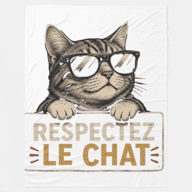 Cooler Vektor-Katze mit Sonnenbrille – Spaß Fleecedecke (Vorderseite)