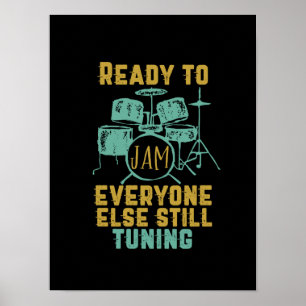 Cooler Vintage-Schlagzeuger Drumspieler Bereit zu Poster