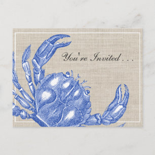 Cooler Vintager Blue Crab Boil Einladungspostkarte