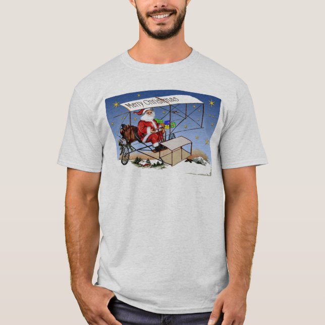 Cooler Vintager Doppeldecker Weihnachtsmann T-Shirt (Vorderseite)