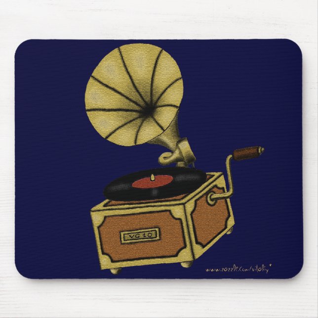 Cooler Vintager Grammophon mousepad Entwurf (Vorne)