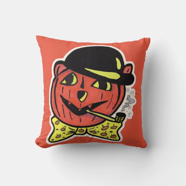 Cooler Vintager Jack-O-Lantern Katzenkürbis Kissen (Vorderseite)
