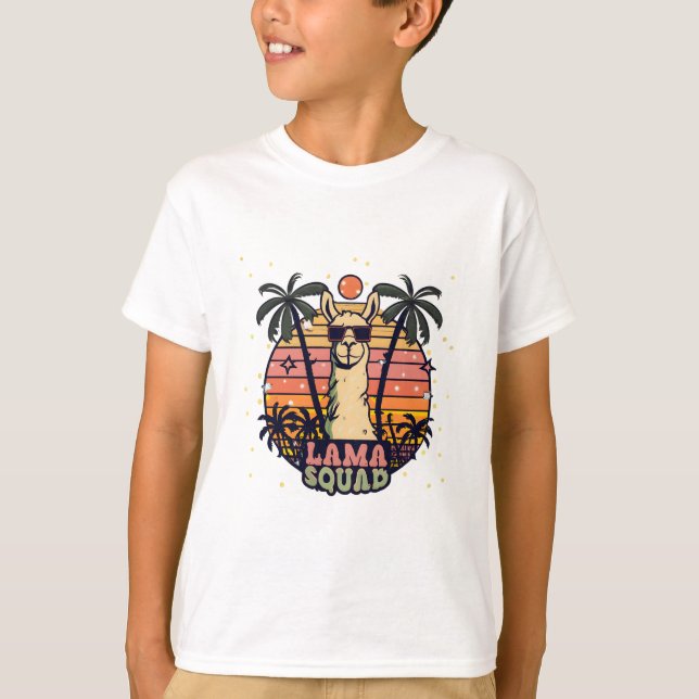 Cooler Vintager Retro Llama Squad T-Shirt (Vorderseite)