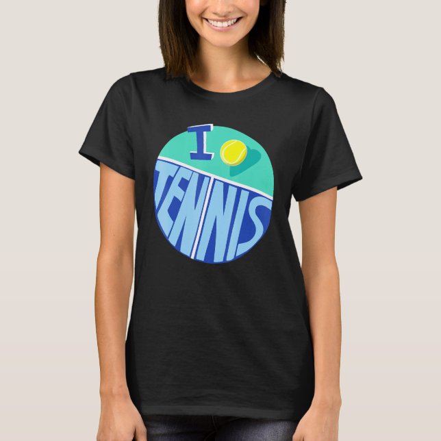 Cooler Vintager Stil I Liebe Tennis T-Shirt (Vorderseite)