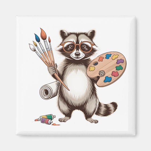 Cooler Waschbär-Maler-Illustration Magnet (Vorne)
