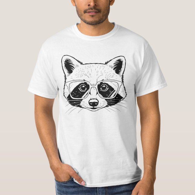 Cooler Waschbär mit Brille T-Shirt (Vorderseite)