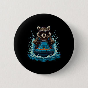 Cooler Waschbär Mit Sungles Jetski-Fahrer Sommer-V Button