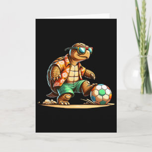 Cooler Wasserschildkröten-Fußballspieler mit Sonne Karte