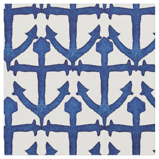 Cooler Watercolor gemalte Seeanker Stoff (Nahaufnahme)