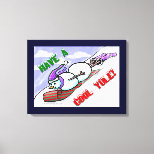 Cooler Weihnachten-Snowman eingewickelte Leinwand