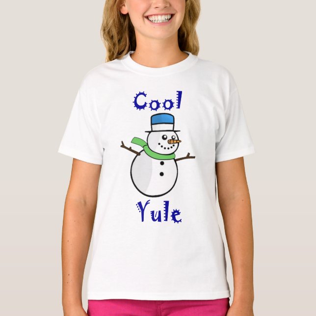 Cooler WeihnachtenSnowman im blauen Spitzenhut T-Shirt (Vorderseite)