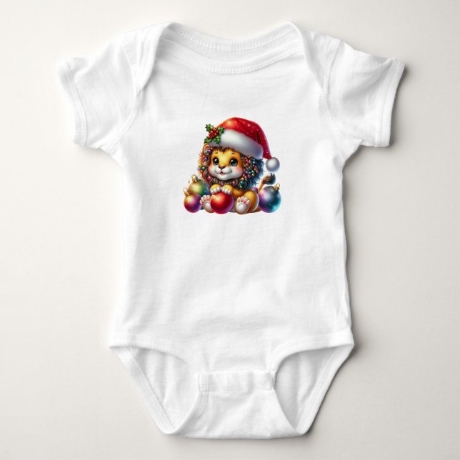Cooler Weihnachtslion Baby Strampler (Vorderseite)