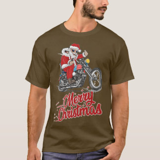 Cooler Weihnachtsmann auf einem Motorrad Frohe Wei T-Shirt