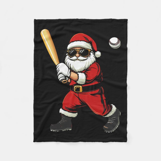 Cooler Weihnachtsmann Baseball Weihnachts-Baseball Fleecedecke (Vorderseite)