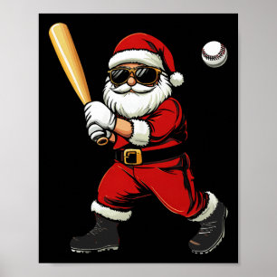 Cooler Weihnachtsmann Baseball Weihnachts-Baseball Poster