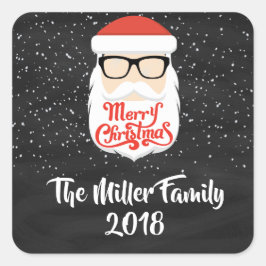 Cooler Weihnachtsmann-Brille-Aufkleber Quadratischer Aufkleber