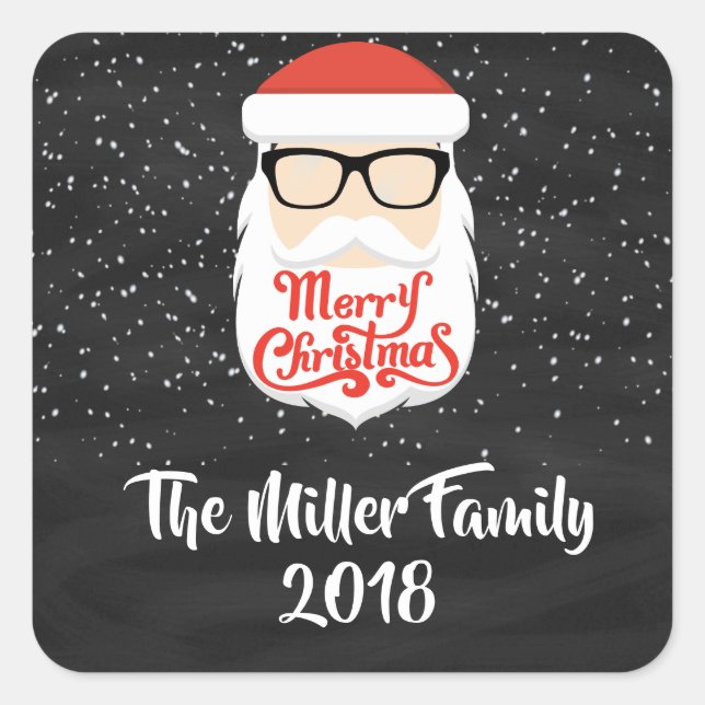 Cooler Weihnachtsmann-Brille-Aufkleber Quadratischer Aufkleber (Vorderseite)