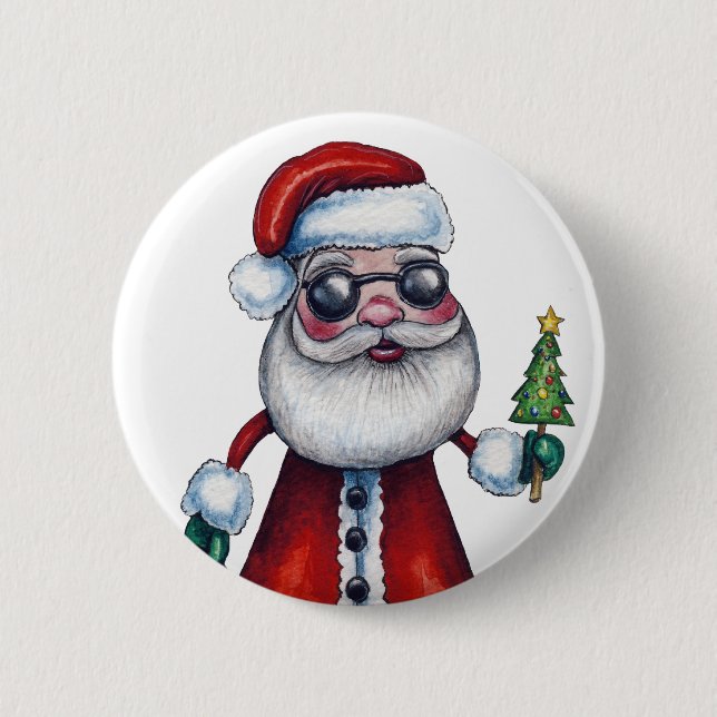 Cooler Weihnachtsmann Button (Vorderseite)
