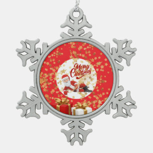 Cooler Weihnachtsmann-Feiertag zu Weihnachten 🎅 Schneeflocken Zinn-Ornament