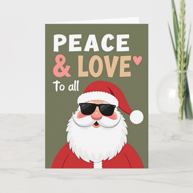 Cooler Weihnachtsmann Frieden Liebe Weihnachtskart Karte (Vorderseite)