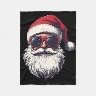Cooler Weihnachtsmann im Retro-Gesicht Weihnachtsm Fleecedecke