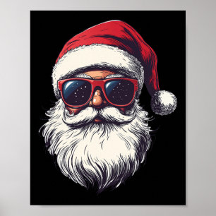 Cooler Weihnachtsmann im Retro-Gesicht Weihnachtsm Poster