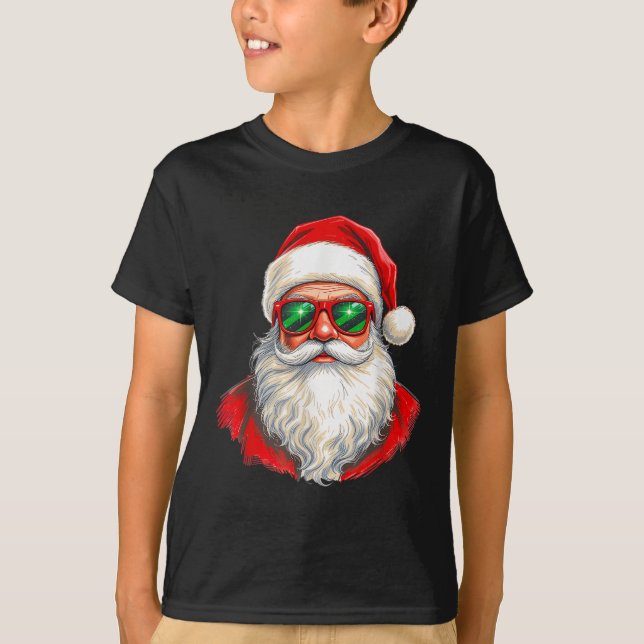 Cooler Weihnachtsmann im Retro-Gesicht Weihnachtsm T-Shirt (Vorderseite)